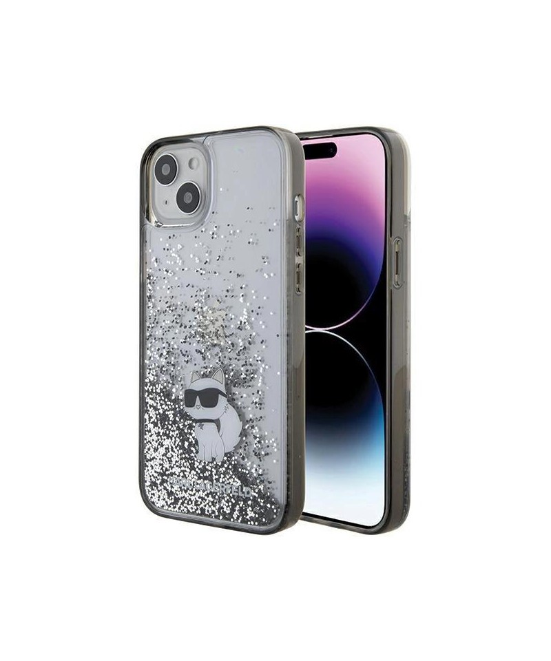 Karl Lagerfeld Liquid Glitter Choupette case for iPhone 15 Plus - transparent