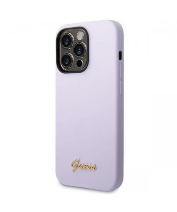 Guess GUHCP14LSLSMU iPhone 14 Pro 6.1" purple/purple hard case Silicone Vintage Gold Logo