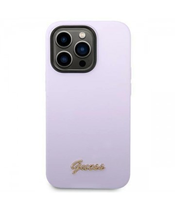 Guess GUHCP14LSLSMU iPhone 14 Pro 6.1" purple/purple hard case Silicone Vintage Gold Logo