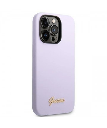 Guess GUHCP14LSLSMU iPhone 14 Pro 6.1" purple/purple hard case Silicone Vintage Gold Logo