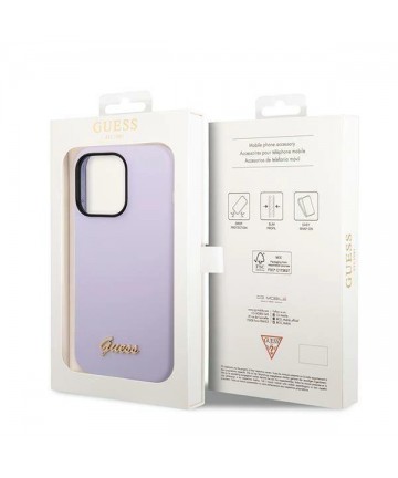 Guess GUHCP14LSLSMU iPhone 14 Pro 6.1" purple/purple hard case Silicone Vintage Gold Logo