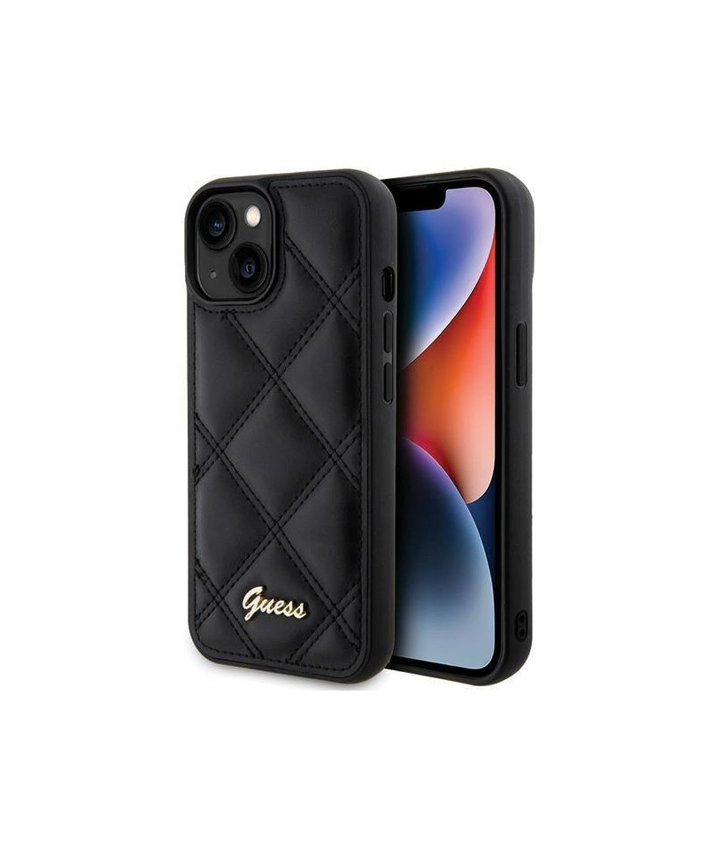 Guess Quilted Metal Logo case for iPhone 15 - black
