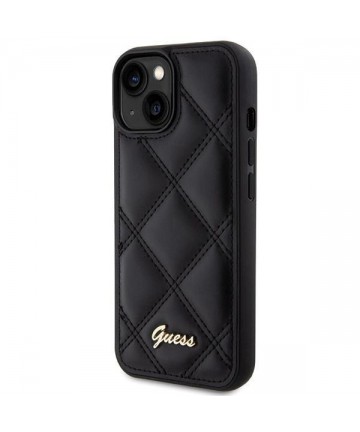 Guess Quilted Metal Logo case for iPhone 15 - black