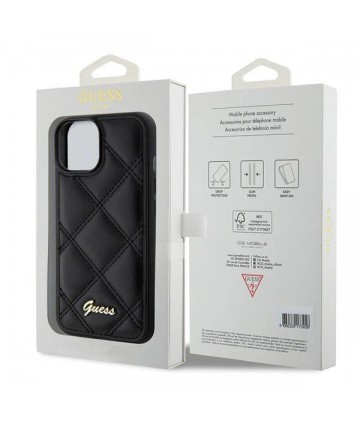 Guess Quilted Metal Logo case for iPhone 15 - black