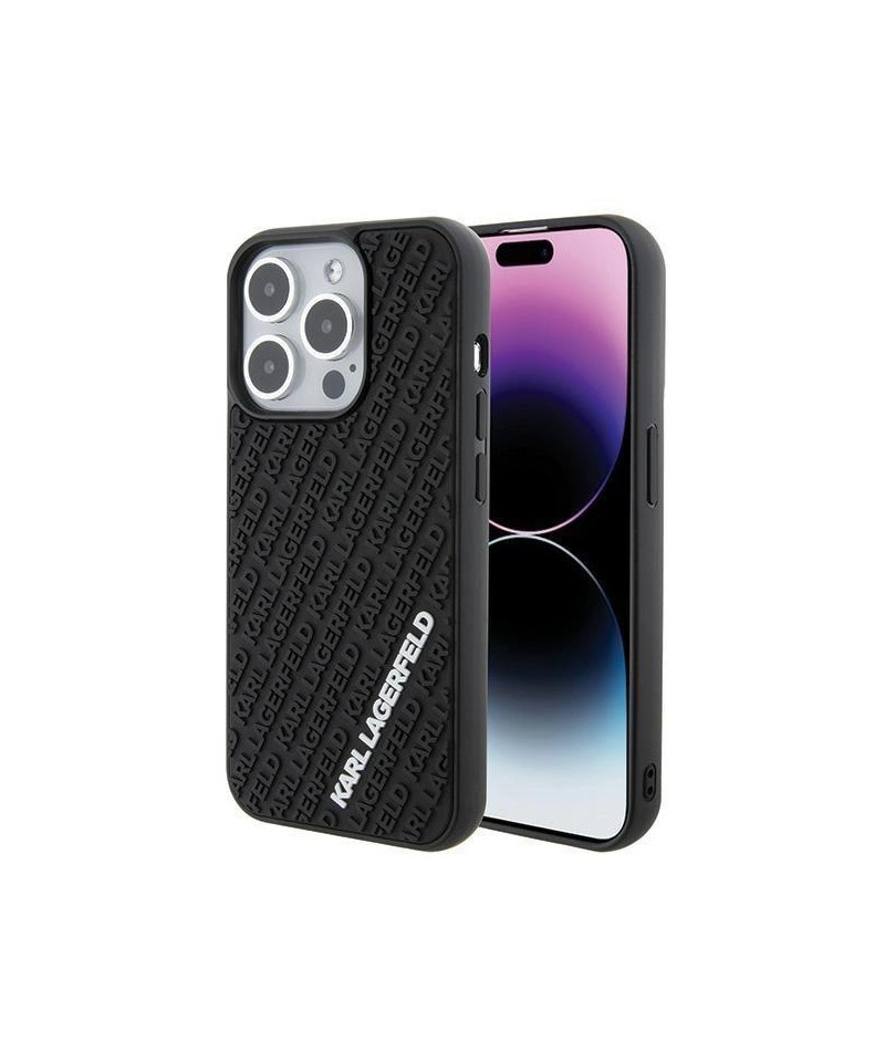 Karl Lagerfeld 3D Rubber Multi Logo case for iPhone 15 Pro - black