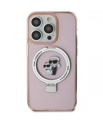 Karl Lagerfeld Ring Stand Karl&Choupette MagSafe case for iPhone 15 Plus - pink