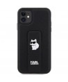 Karl Lagerfeld Gripstand Saffiano Choupette Pins Case for iPhone 11 / Xr - Black