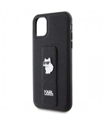 Karl Lagerfeld Gripstand Saffiano Choupette Pins Case for iPhone 11 / Xr - Black