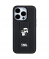 Karl Lagerfeld Gripstand Saffiano Karl&Choupette Pins case for iPhone 11 / Xr - black