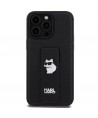 Karl Lagerfeld Gripstand Saffiano Choupette Pins Case for iPhone 13 Pro / 13 - Black