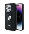 Karl Lagerfeld Gripstand Saffiano Karl&Choupette Pins case for iPhone 13 Pro / 13 - black
