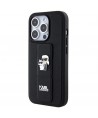 Karl Lagerfeld Gripstand Saffiano Karl&Choupette Pins case for iPhone 13 Pro / 13 - black