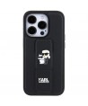 Karl Lagerfeld Gripstand Saffiano Karl&Choupette Pins case for iPhone 13 Pro / 13 - black