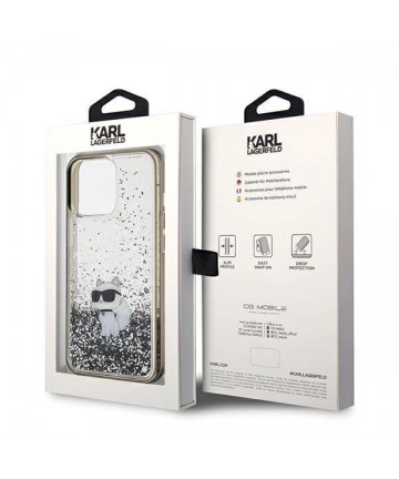 Karl Lagerfeld Liquid Glitter Choupette case for iPhone 13 Pro / 13 - transparent