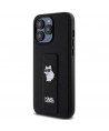 Karl Lagerfeld Gripstand Saffiano Choupette Pins case for iPhone 13 Pro Max - black