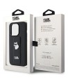 Karl Lagerfeld Gripstand Saffiano Choupette Pins case for iPhone 14 Pro - black