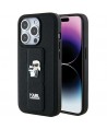 Karl Lagerfeld Gripstand Saffiano Karl&Choupette Pins case for iPhone 14 Pro - black