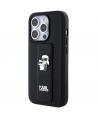 Karl Lagerfeld Gripstand Saffiano Karl&Choupette Pins case for iPhone 14 Pro - black