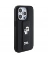Karl Lagerfeld Gripstand Saffiano Karl&Choupette Pins case for iPhone 14 Pro - black