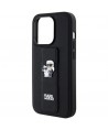 Karl Lagerfeld Gripstand Saffiano Karl&Choupette Pins case for iPhone 14 Pro - black