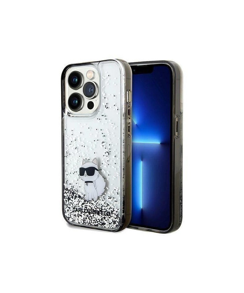 Karl Lagerfeld Liquid Glitter Choupette case for iPhone 14 Pro - transparent