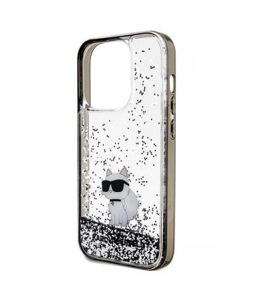 Karl Lagerfeld Liquid Glitter Choupette case for iPhone 14 Pro - transparent