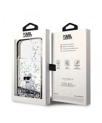 Karl Lagerfeld Liquid Glitter Choupette case for iPhone 14 Pro - transparent
