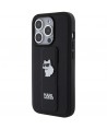 Karl Lagerfeld Gripstand Saffiano Choupette Pins case for iPhone 14 Pro Max - black