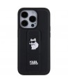Karl Lagerfeld Gripstand Saffiano Choupette Pins case for iPhone 14 Pro Max - black