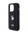 Karl Lagerfeld Gripstand Saffiano Choupette Pins case for iPhone 14 Pro Max - black