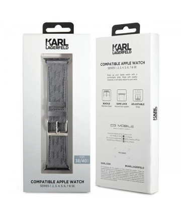 Karl Lagerfeld Saffiano Monogram strap for Apple Watch 38/40/41mm - silver