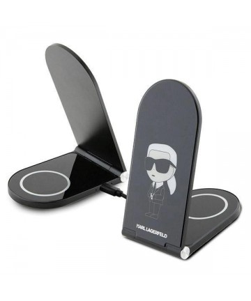 Karl Lagerfeld Ikonik MagSafe 15W inductive charger, foldable 2in1 - black