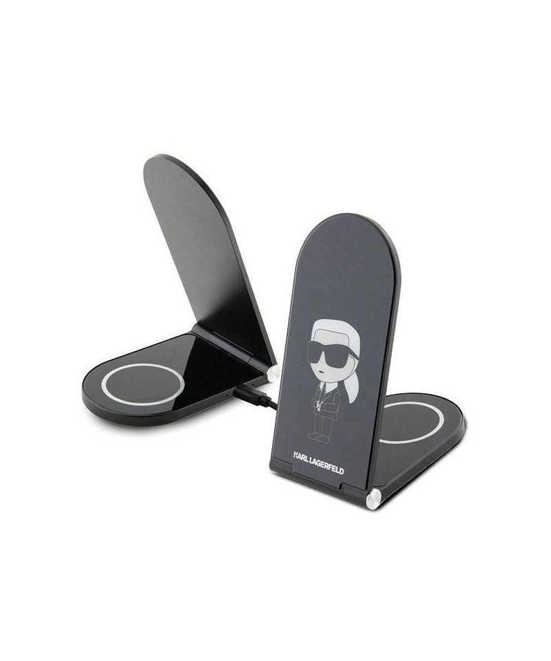 Karl Lagerfeld Ikonik MagSafe 15W inductive charger, foldable 2in1 - black