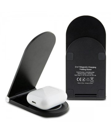 Karl Lagerfeld Ikonik MagSafe 15W inductive charger, foldable 2in1 - black