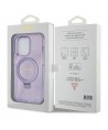 Guess Ring Stand Script Glitter MagSafe case for iPhone 14 Pro - purple