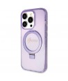 Guess Ring Stand Script Glitter MagSafe case for iPhone 14 Pro Max - purple
