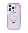 Guess Ring Stand Script Glitter MagSafe case for iPhone 14 Pro Max - purple