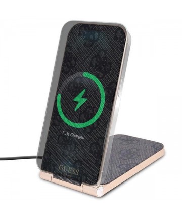 Guess 4G Pattern MagSafe foldable 2in1 15W inductive charger - black
