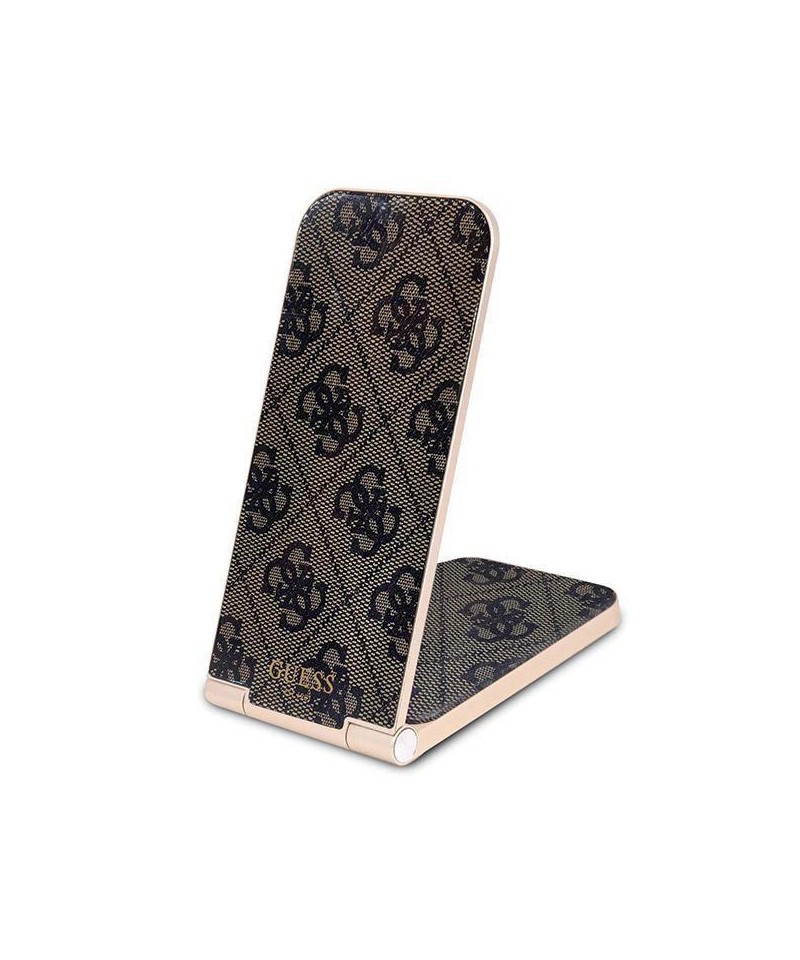 Guess 4G Pattern MagSafe foldable 2in1 15W inductive charger - brown