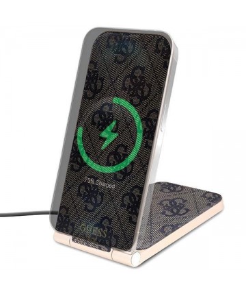 Guess 4G Pattern MagSafe foldable 2in1 15W inductive charger - brown