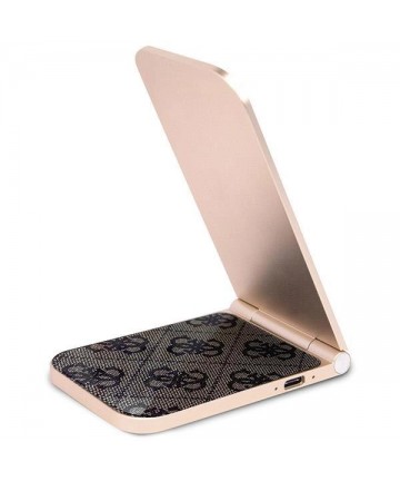 Guess 4G Pattern MagSafe foldable 2in1 15W inductive charger - brown