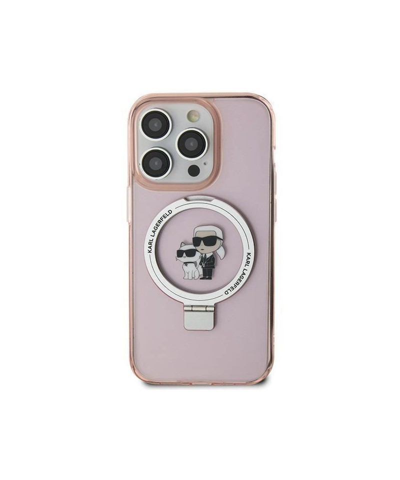 Karl Lagerfeld Ring Stand Karl&Choupette MagSafe case for iPhone 11 / Xr - pink