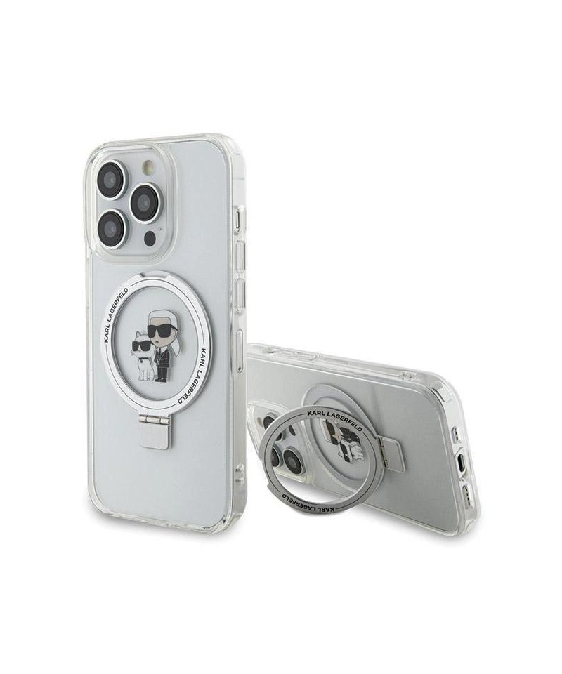 Karl Lagerfeld Ring Stand Karl&Choupette MagSafe case for iPhone 13 Pro Max - white