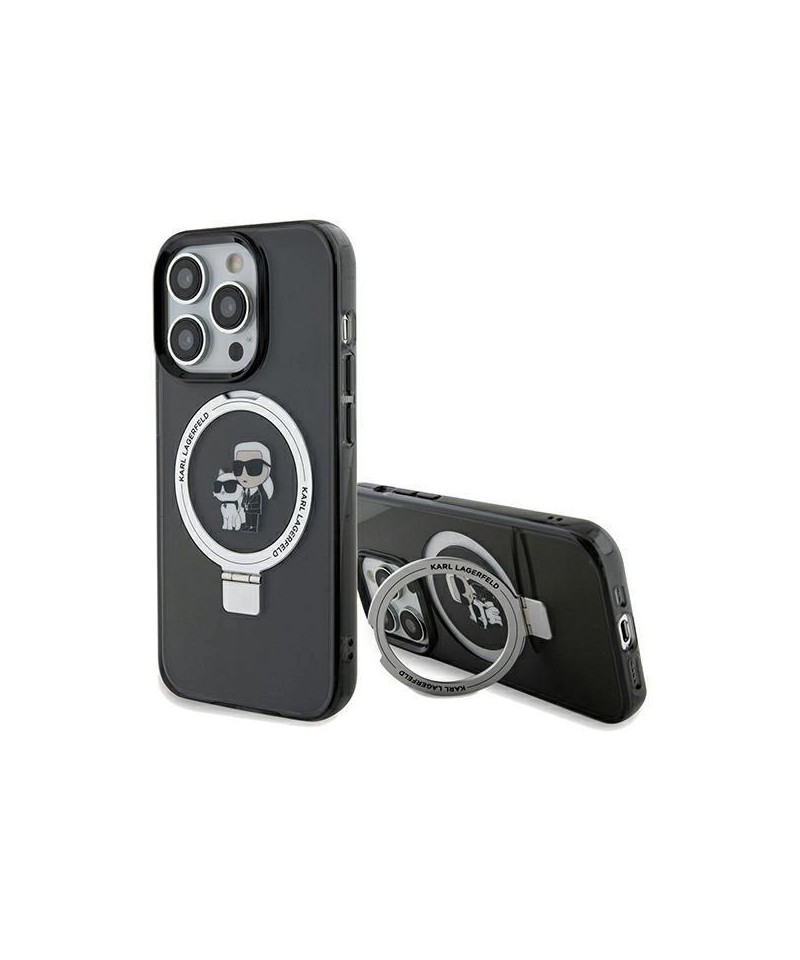 Karl Lagerfeld Ring Stand Karl&Choupette MagSafe case for iPhone 14 Pro - black