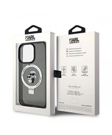 Karl Lagerfeld Ring Stand Karl&Choupette MagSafe case for iPhone 14 Pro - black