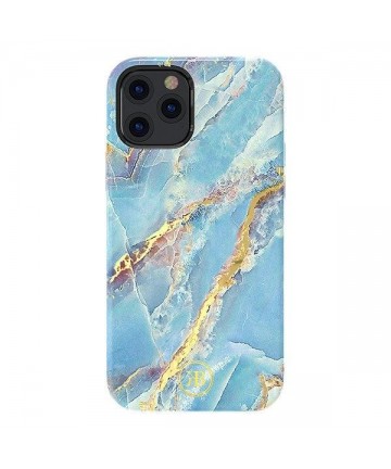 Kingxbar Marble Series case decorated printed marble iPhone 12 mini blue