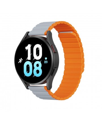 Universal Magnetic Strap Samsung Galaxy Watch 3 45mm / S3 / Huawei Watch Ultimate / GT3 SE 46mm Dux Ducis Strap (22mm LD Version) - Gray Orange