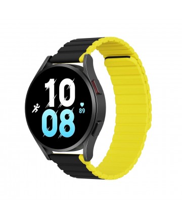 Universal Magnetic Samsung Galaxy Watch 3 45mm / S3 / Huawei Watch Ultimate / GT3 SE 46mm Dux Ducis Strap (22mm LD Version) - Black / Yellow