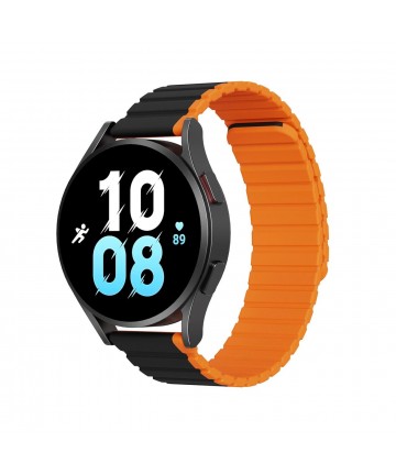 Universal Magnetic Samsung Galaxy Watch 6 Pro/6/6 Classic/5 Pro/5/5 Classic Dux Ducis Strap (20mm LD Version) - Black/Orange