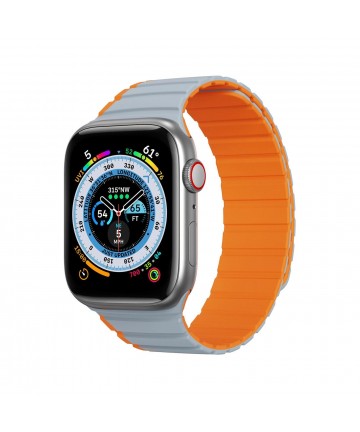 Magnetic Apple Watch SE, 9, 8, 7, 6, 5, 4, 3, 2, 1 (41, 40, 38 mm) Dux Ducis Strap (LD Version) - gray-orange